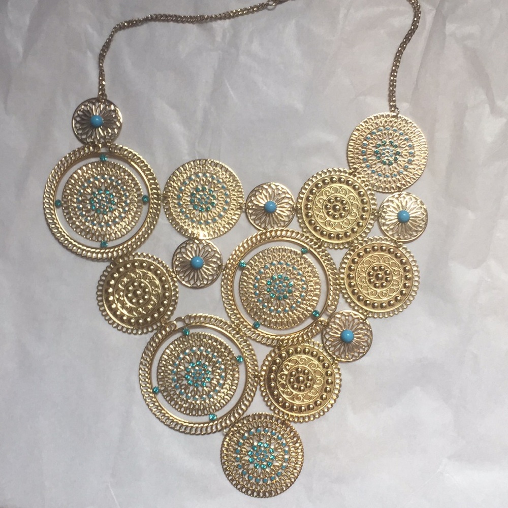Gold and turquoise necklace